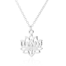 Load image into Gallery viewer, Yoga Lotus Pendant Necklaces Women Stainless Steel Choker Fashion Jewerly 2019 Choker Necklace Long Chain Necklaces