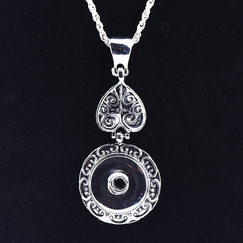 10pcs/lot Women heart Pendant Fit Snap Silver color Buttons Rhinestones Snap Pendants DIY Jewerly Necklaces