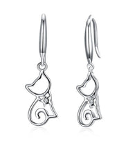 Load image into Gallery viewer, 925 Silver Cat Zircon Earrings Female Crystal from Austrian Sweet cute earrings 2 Colors Fit Female and girls Fashion jewerly